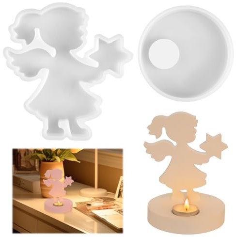 Kayqbonke Silikonform Engel Mädchen, Silikonformen Gießformen mit Boden, 3D Gießform Engel, Silikonformen Gießformen Engel für DIY Kerzen, Seife, Handwerk