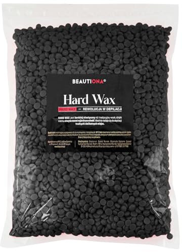 Beautiona Natürliches Hartwachs in Drops für die Enthaarung, Enthaarung ohne Wachsstreifen Gesicht Augenbrauen Arme Beine Bikini, Enthaarung für alle Hauttypen (1 000 g, Schwarz)