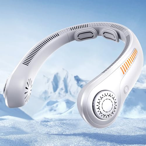 Nackenventilator, Halsventilator, Tragbarer persönlicher Ventilator, 5 Geschwindigkeiten, 5000mAh, USB aufladbare Halsventilator mit Nackenstütze, für Büro, Sport, Reise geeignet, Freiluftarbeit