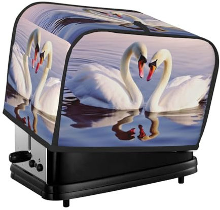 Swan Heart 2 Slice Toaster Cover, Waterproof, Dustproof Kitchen Small Appliance Covers, With Pockets And Hanging Loop