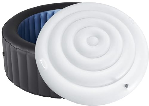 Cubierta inflable para bañera de hidromasaje de 4.7 pies, tapa redonda de ahorro de energía, con válvula de inflado y desinflado rápida y fácil, tapa aislada a prueba de viento, mantiene el calor y