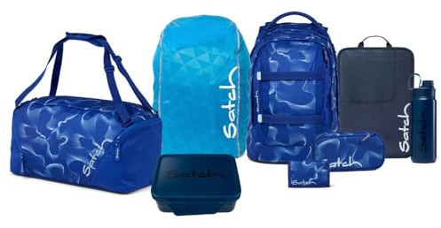 Satch Pack Kollektor Edition Schulrucksack Set 8tlg. inkl. Brotdose und Trinkflasche (Vibrant Blue)