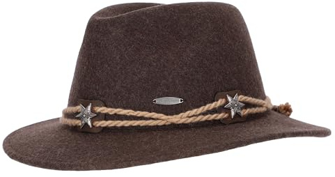 Steigenhöfer Original Herren Trachtenhut, Filzhut, Wanderhut Tiroler Art - Georg - Größenverstellbar - Mit Schweißband - 100% Schurwolle - Zum Förstern, Wandern & Oktoberfest - Braun - 57