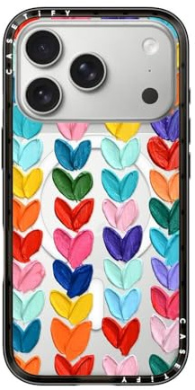CASETiFY Kompakte iPhone 17 Pro Hülle [Schlank und Elegant/Kompatibel mit Magsafe / 1,2 m 2X Militärischer Schutz gegen Stürze] - Klar mit Gepunkteten Herzen - Klar Schwarz