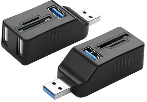 GINTOOYUN 2 Pcs USB-A to USB3.0+Dual USB2.0+TF/SD Card Reader 5 in 1 Docking Station for Laptops,Desktop Computers,Keyboards,Mices,etc (USB-A)