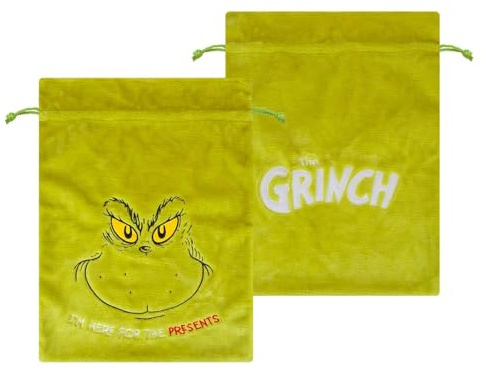 VFM e-Store - Grinch Christmas Santa Sack Festive Gift Present Bag Holder Dr Seuss Xmas Theme Fun Design - 70cm X 50cm Green X 1