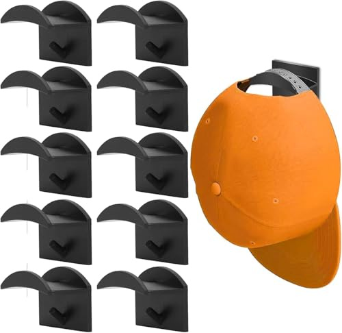 10 Pcs Hat Rack,Hat Hooks for Wall Strong Hats Storage Baseball Cap Stand | No Drilling Cap Holder,Hats Hanger Display Replacement Caps Organizer Holders Racks Kit,for Bedroom Closet Cloakroom Office