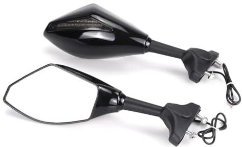 Lenkerendenspiegel Racing Rückspiegel Mit Blinker Für Für Ninja ZX750 ZX7 ZX7R ZX6R ZX636 ZX9R ZX9 ZX10R Motorrad Rückspiegel(Black)