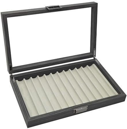 12 Slots Füllfederhalter Vitrine Holz Füller Organizer Box mit weichem Futter für Sammler Schreibwerkzeug Management Holz Aufbewahrung Organizer