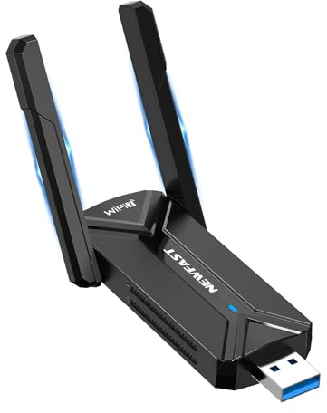 NEWFAST Clé WiFi 7 Puissante BE6500 U373,Tri-Bande 2.4G/5G/6G Clé WiFi pour PC, Adaptateurs USB WiFi avec Antennes Doubles à Gain élevé,USB3.0,WPA3,Clef Dongle WiFi Compatible avec Windows 11/10