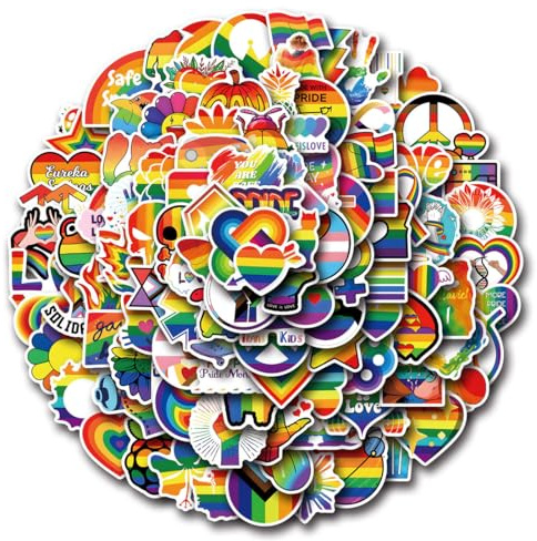 PRAHAUP 110 Stück Pride Aufkleber, LGBTQ Sticker Set zur Feier von Vielfalt und Individualität, Wasserdichte Vinyl Aufkleber für Auto, Laptop, Fahrrad, Skateboard, Helm, als bunte Dekoration (B)