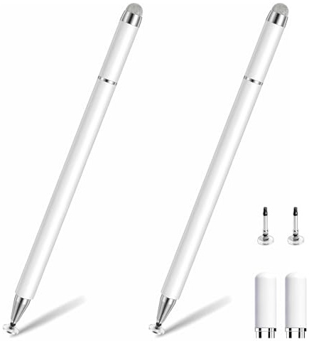 TLDBATICE 2 Pièces Stylet Tactile, Stylo Tablette 3 en 1 pour Écran Tactile sans Batterie, Stylet Précis avec Pointe Fine Disque et Stylo Bille Compatible iPad Android Smartphone