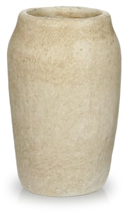Vase Rustikal 17,5cm Blumenvase Vintage Vase Antik Landhausstil Vasen Deko | Vase Beige Terracotta Vase Tischvase für Blumen Wohnzimmer Schlafzimmer Küche Badezimmer Vintage Boho Rustikale Ästhetik Deko