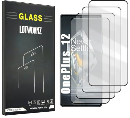 LDTWDANZ Pack de 4 Cristales Templados Curvo compatible con OnePlus 12 | HD Transparente, Anti huellas y antiarañazos, sin burbujas, compatible con fundas, fácil instalación