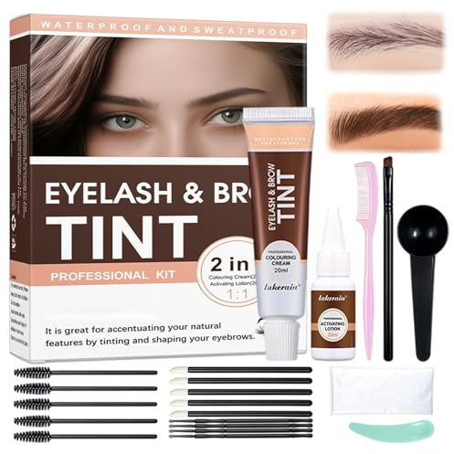 Kit Tinte De Cejas Y Pestañas,Coloración Para Cejas Natural Y Color Uniforme,Preparación Colorante para cejas en Tono,Para Maquillaje De cejas En Casa O Salón