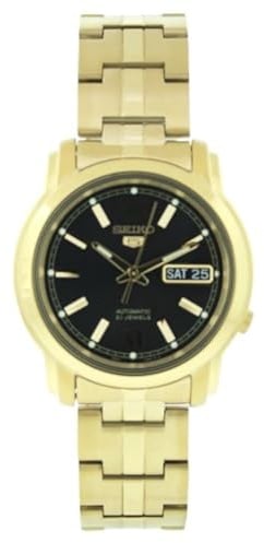 Gold Tone Seiko 5 Automatic Black Dial Link Bracelet