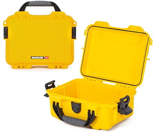 NANUK 904 Empty Hard Case – IP67 Waterproof Protective Hard-Shell Case, Impact-Resistant & Dustproof Storage Case, Perfect for Travel, 10.2 x 7.9 x 4.5, Made in Canada – Yellow