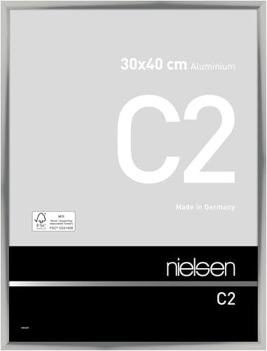 nielsen Bilderrahmen, 30 x 40 cm, Aluminium, Silber glanz, Fotorahmen zum Aufhängen im Hoch- & Querformat, Echtglas, C2