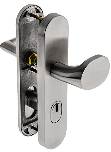 Schutzbeschlag *ES1/WK2/RC2* für WOHNUNGSTÜREN | V2a Edelstahl matt | Kernziehschutz (mit Profilzylinder 27/35)
