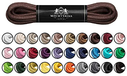 Mount Swiss Luxury Schuhbänder I Wasserabweisende und reißfeste Schnürsenkel rund ø 2-3 mm aus feiner Baumwolle/gewachst Farbe: Brown, Länge: 120 cm