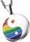 Cupimatch Herren Edelstahl Halskette, Homosexuell LGBT Gay & Lesbian Pride ying yang Anhänger Hochglanz Poliert mit 55cm Kette, silber regenbogen