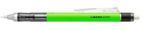 Tombow MONO graph Druckbleistift 0,7 mm, neongrün, HB, präzises Zeichnen mit 4-mm-Spitze, Schüttel-Mechanismus, inkl. nachfüllbarer Radierer [SH-MG63-R7]