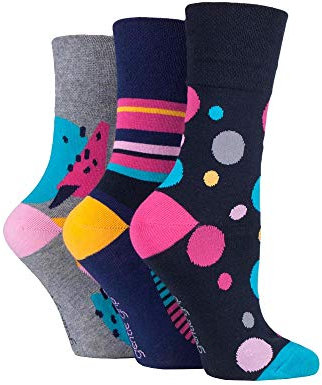 Gentle Grip - 6 Pairs of Cotton Rich Everday Ladies Non Elastic Socks (4-8 uk, 37-42 eur, GG189)