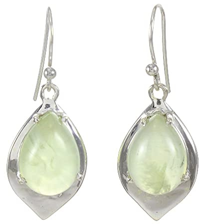 Solide 925 Sterling Silber Prehnit handgefertigte Ohrringe für Frauen