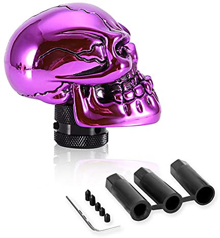 KIMISS Totenkopf Schaltknauf, Universal Car Modified Schaltknauf Schalthebel Skeleton Skull Head(Violet)
