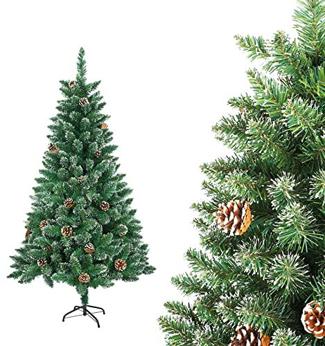 LARS360 150cm Künstlicher Weihnachtsbaum, Christbaum Tannenbaum Grüne PVC mit Schnee-Effekt, Christbaum PVC Weihnachtsbaum für Zuhause, Büro, Geschäfte und Hotels Weihnachten-Dekoration