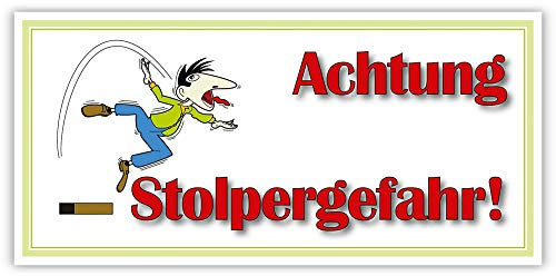 SCHILDER HIMMEL Vorsicht Stufe Stolpergefahr Schild Kunststoff, Nr 532 Größe 30 x 14cm, 2mm stark
