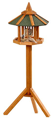 trendmile Premium Vogelhaus - Futterhaus mit Ständer 133x44x44cm aus Naturholz