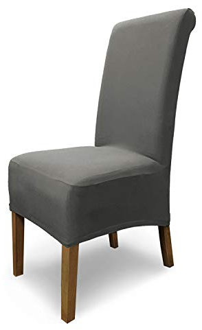SCHEFFLER-Home 4X Stuhlhussen Stretch Emma/elastische Stuhlhussen Grau 4er Set/Stuhlhussen Baumwolle als Stuhlabdeckung/Stuhlhussen Schwingstühle/Stuhl Hussen Stretch als Stuhlüberzug