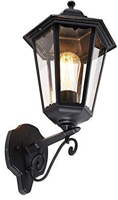 Qazqa classic-antique außen Laterne für den Garten - Havana - Schwarz, max. 60W, Geeignet für LED, 43cm, IP44, Rund