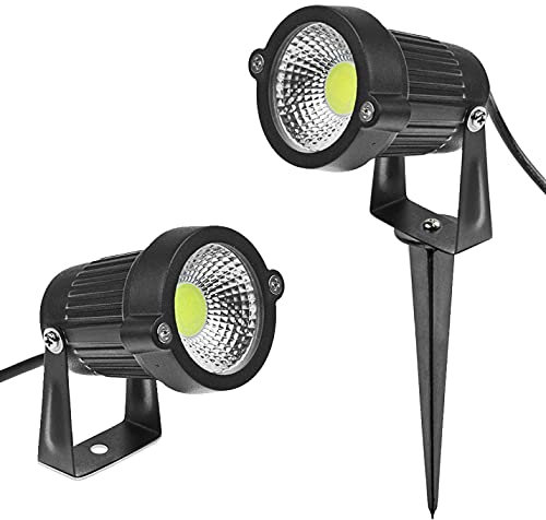 Faretto a led cob da esterno per giardino orientabile 5w 660 lumen luce con picchetto lampada proiettore spot (Bianco caldo 3000K)