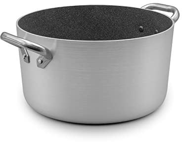 Pentole Agnelli ALSA104G40 Linea Shark Skin, Casseruola Alta, Antiaderente, con 2 Manici in Acciaio Inossidabile, 40 cm