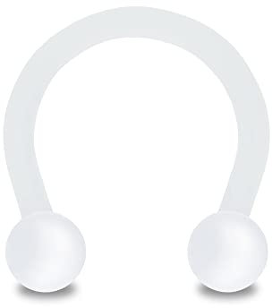 Treuheld® Hufeisen Piercing aus Kunststoff | Farbe: Weiß | Größe: 1,2 x 8 mm (Kugeln: 4mm)