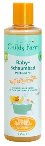 Childs Farm | OatDerma Baby Schaumbad | parfümfrei | beruhigende Güte von Haferflocken | geeignet für Neugeborene mit trockener, juckender & zu Ekzemen neigender Haut | 250ml klar