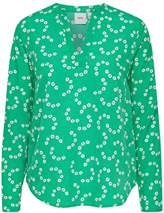 ICHI IHBRUCE SH4 Damen Bluse Langarm mit V-Ausschnitt, Größe:XXL, Farbe:Holly Green (165932)