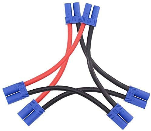 LINSYRC 2 Stücke EC5 Serial Serie Batterie Steckverbinder 1-Buchse auf 2-Männlich Adapter mit 10CM 12AWG Kabel für Losi/E-Flite