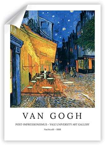 Printistico Poster Vincent van Gogh - Nachtcafé, Kunstdruck ohne Rahmen, Wandbild - A4, A3, A2, A1, A0, XXL - Wohnzimmer, Schlafzimmer, Küche, Deko