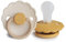 FRIGG Daisy Silikon Schnuller | Schnuller 2 Packung | Symmetrischer Sauger in Kirschform | BPA-frei | Hergestellt in Dänemark | Silikon Schnuller | (Chamomile/Honey Gold, Größe 1 (0-6 Monate))