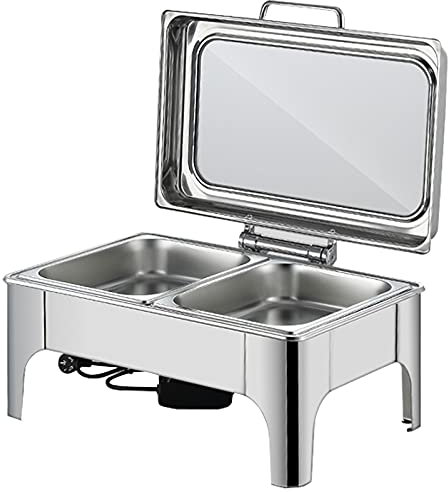 OYhmc Scaldavivande per Buffet Scaldavivande Chafing Dish, Vassoi Caldi Server Buffet in Acciaio Inox, Scaldapiatti Elettrico per Ristorazione Buffet, Piastre Calde per Tenere in Caldo i Cibi, Riscal