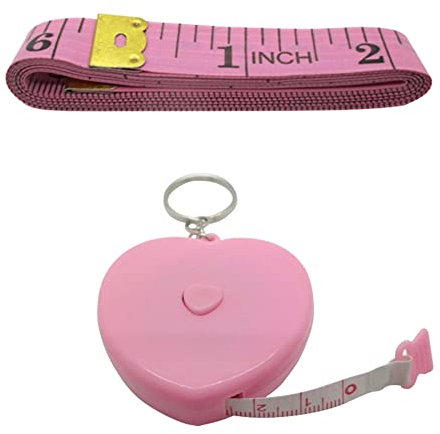 Gadgetime USA Rosa Maßband (2er-Set) – zum Nähen, Schneidern, Tuch, Taille, Basteln, Fitness – einziehbar, doppelseitig, Mehrzweck, präzise und präzise