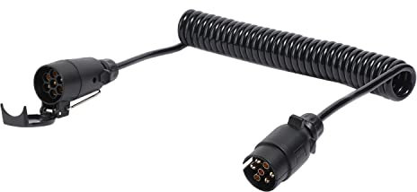 Feuunly Rimorchio Cavo 7 Poli 3,5M, Spiral Cavo Rimorchio Impermeabile 12V, con Presa Spina 7 Poli Rimorchio Cavo, per Caravan Camion Trattori RV Auto Trattore Rimorchio (3,5M Cavo Rimorchio 7 Poli)