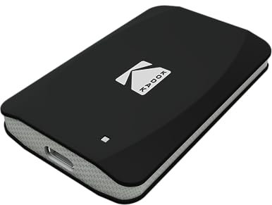 Kodak, Stockage Informatique, Disque SSD Externe, SSD Portable X220, Câble USB-C 3.2 Gen2 vers USB-A, EKSSD256GX220K