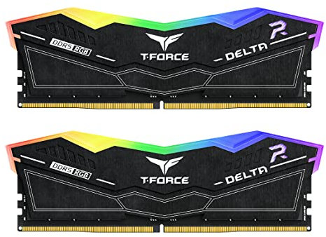 TEAMGROUP T-Force Delta RGB DDR5 RAM 48GB (2x24GB) 8200MHz PC5-65600 CL38 A-DIE Desktop-Speichermodul RAM für 600 700 Series Chipsatz XMP 3.0 Ready Black - FF3D548G8200 0HC38E DC01, Schwarz