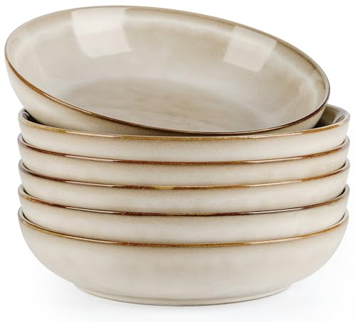 AmorArc Pastaschüssel-Set aus Keramik, 21,6 cm, 6 Stück, 1020 ml, große Steingut-Schüssel-Set