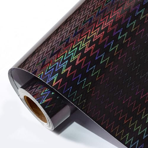 Yarcony Holografisches Geschenkpapier – schimmernde Hologramm-Folien-Texturen (43,2 cm x 10,2 m, 1 Rolle), metallisch-schwarze, gewellte Streifen für Hochzeiten, Partys, Geburtstage, Firmengeschenke