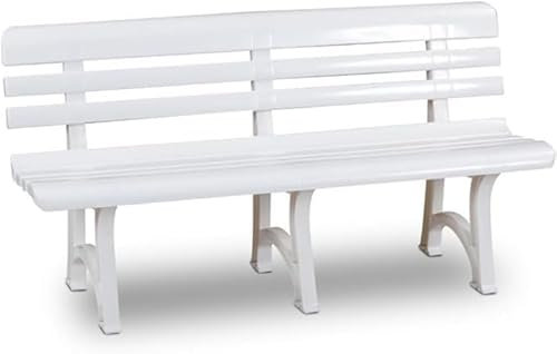 Tomaino - Banc d'extérieur en plastique - Banc pour jardin et intérieur - 3 ou 4 places (blanc)